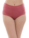 Clovia Women's Cotton High Waist Hipster Panty with Lace Panels at Sides (PN1057P22_Pink_L)