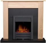 Adam Southwold Fireplace in Oak & Black with Colorado Electric Fire in Black, 43 Inch