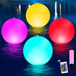 Riakrum 4 Pcs 24 Inch Large Pool Solar Floating Lights 16 Color Changing LED Solar Balls LED Glow Globe Inflatable Waterproof Pool Ball Float or Hang for Swimming Pool Garden Backyard Pond Wedding