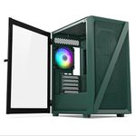 Vetroo M05 Army Green Compact Computer Case Micro ATX Mini ITX Type-C Ready Lucency 4mm Tempered Glass Mesh Panel Pre-Installed Rear 120mm Addressable RGB Fan 240mm Radiator Support