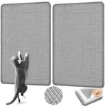 Graciadeco Gray Cat Scratching Mat Sisal, 2 Packs Sisal Fabric Large Cat Scratching Pad for Indoor Cats with Adhesive Hook Loop Tape, Wall Scratchers for Indoor Cats 23.6" x 15.7"