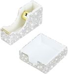Buqoo 2 PCS Bling Crystal Handmade Diamond Sticky Note Holder and Tape Dispenser Office Supplies Dazzling Rhinestone Bling Desk Accessories for Women Office (Silver)