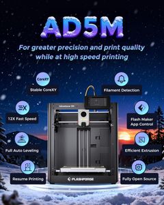 FLASHFORGE Adventurer 5M 3D Printer – High-Speed, Auto-Leveling