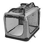 Petbarn Portable Soft Fabric Pet Carrier Folding Dog Cat Puppy Travel Transport Bag (Large, Grey)