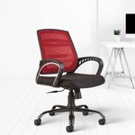 CELLBELL C106 Medium Back Mesh Office Chair/Study Chair/Revolving Chair/Computer Chair for Work from Home Metal Base Height Adjustable Reclining Chair [Red]