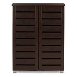 Baxton Studio Wholesale Interiors Adalwin Modern and Contemporary 2-Door Dark Brown Wooden Entryway Shoes Storage Cabinet