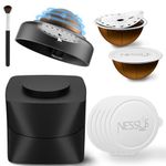 NESSUS Reusable Vertuo Pods Refill Kit, Lid Easy Remover for Vertuo Seal, 100PCS Aluminum Foil Lids for Nespresso Vertuo Pods, Tamp & Press Refillable Vertuo Capsules Holder and Brush