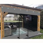 Waterproof Clear Tarp Curtains,Outdoor Pvc Transparent Tarpaulin Side Panels,With Zip,Pergola Patio Porch Gazebo Weatherproof Partition Curtains,With Eyelets,Customizable,L×H-3.5×2.5m(11.5*8.2ft)