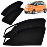 Autofact Magnetic Window Sunshades/Curtains for Tata Nano [Set of 4pc - Front 2pc with Zipper ; Rear 2pc without Zipper] (Black)