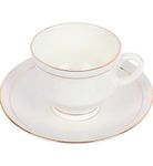 Tableware Bone China Cup and Saucer Set of 12 (6 Plates & 6 Cups) with Elegant Golden Line - 180 ML