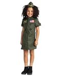 Dress Up America Fighter Pilot Costume for Girls - Air Force Fighter Pilot Dress - Top Gun Dress Up Suit for Girls