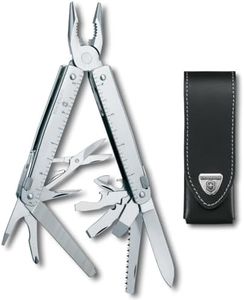 Victorinox Multi Tool Swiss Tool X, 26 Functions, Swiss Made, Multi Tool with Locking Blade, incl. Leather Case, Silver