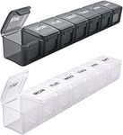 Large Weekly Pill Organizer, Sukuos Large Daily Pill Cases for Pills/Vitamin/Fish Oil/Supplements (black+clear)