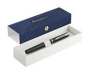 Waterman Allure Premium Metal Fountain Pen | Matte Black with Chrome Trim | Fine Nib | Blue Ink | Gift Boxed