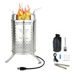 Mastiff Gears® GIGA High BTU output Portable Stove Wood Burning Camping Stove with USB fan blower Wind force, biomass energy outdoor stove, pellet cooking stove and wood stove for kettles & Coffee maker (Giga Stove)