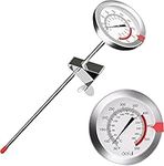 defull 12" Deep Fry Thermometer with Clip Instant Read Dial Thermometer 12 inch Stainless Steel Stem Meat Thermometer Cooking Thermometer for Turkey, BBQ, Grill