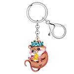 WEVENI Cute Acrylic Possum Keychain Opossum Keyring Funny Rat Charms Jewelry for Women Girls Car Bag Wallet Accessories, Rat a, 41mm x 40mm