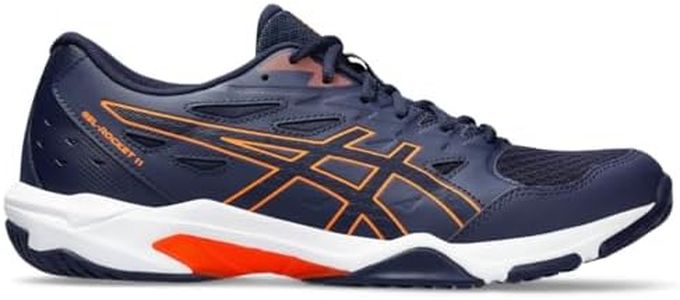 ASICS Men's Gel-Rocket 11 Volleyball Shoes, Peacoat/Shocking Orange, 9.5 Wide