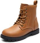 DREAM PAIRS Boys Girls Boots Side Zipper Kids Combat Ankle Booties,Size 12 Little Kid,CAMEL,KBO211