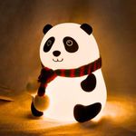 GREEVA Cute Panda Silicon Night Lamp Tap Rechargeable Animal Night Light for Room Decor Color Changing Bedside Lamp for Gift for Toddler Baby, Children, Girls Valentine's Day (Panda lamp)