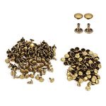 100 Set Brass Double Rivets, Antique Metal Button Studs for Leather Craft Repairing Decor 8mm x 8mm