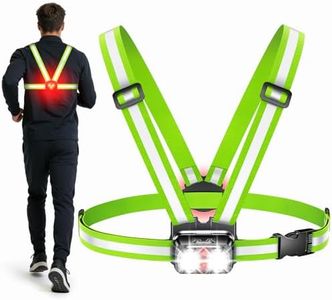Viccux 800LM Ultra Bright & 7+2 Modes Running Lights for Runners with Rear Light, 45° Beam & 360° Reflective Vest, IPX4 Waterproof Reflective Running Vest for Night Walking/Jogging, 4-25Hrs Runtime