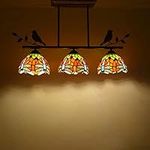 JLGSMS Chandelier Tiffany-Style Chandeliers, 3 Lights, Resin Bird, Victoria-stylen Stained Glass CeilPendant Light Bedroom DinnRoom Kitchen Island (14) (25)