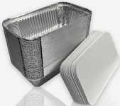 MARENT Brand 50 x Large Aluminium FOIL Food CONTAINERS + LIDS No6a - Made in England - 195 x 100