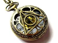 Magic Legendary Pocket Watch Brass Deathly Hallows Charm with Locket Necklace Best Gift to Friend