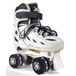 Jaspo Scud X Trail Adjustable Quad Roller Skates with LED Wheels,Ideal for Beginners and Intermediates, Indoor/Outdoor Use, Illuminating PU Wheels (All Age Groups) Black (L)