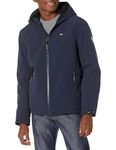 Tommy Hilfiger Men's Filled Soft Shell Hooded Open Bottom Jacket with Full Sherpa Lining, Dark Midnight, Large