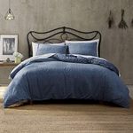 Callan Cotton Textured 3 Piece Comforter Set, Denim, King