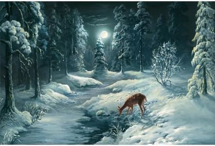 MISITU 1000 Pieces Adult Puzzles,Home Decorative Puzzles Gift for Christmas Birthday,Jigsaw Puzzles of Deer in The Snow Winter 1000 Pieces,Quality Jigsaw Puzzle for Adult,Decoration for Wall(70X50cm)