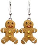 Bluebubble CHRISTMAS COOKIE Iced Gingerbread Man Dangle Earrings on Gift Card