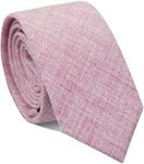 Mantieqingway Skinny Ties for Men,Cotton Linen Neck Tie for Daily Dress,Weddings, Groom, Groomsmen, Missions, Dances (Bright Pink)