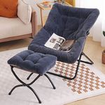 Tiita Saucer Chair with Ottoman, Soft Faux Fur Oversized Folding Accent Chair,Lounge Lazy Chair, Metal Frame Moon Chair for Bedroom, Living Room, Dorm Rooms, Garden and Courtyard