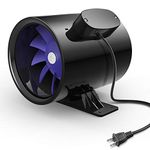 iPower Silent Inline Duct Ventilation Booster Fan 6 Inch 300 CFM Quiet Vent Exhaust Blower for Hydroponics Grow Tent Greenhouse Kitchen Bathroom, Black