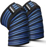 DMoose Fitness Knee Wraps for Weightlifting (Pair) - USPA Approved 78" Cotton Knee Straps for Powerlifting, Leg Press, Squats & Joint Stability - Reinforced Stitching Knee Wrap Support for Men & Women