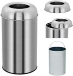 GarveeHome Open Top Trash Can, 13 Gallon/50 L Outdoor Indoor Round Garbage Can with Removable Inner Wastebasket, Commercial Grade Stainless Steel Rubbish Bin for Home, Office, Restaurant