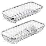 IWNTWY Utensil Drying Rack, 2 Pack Stainless Steel Utensils Holder Drainer Basket, Compact Dish Rack Chopsticks Spoons, Forks, Knifes Drainer Basket for Kitchen Counter