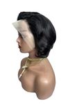 Abnitio Hair 100% human hair Short Bob Front Lace Wig for Women and Girls, Pre Plucked and Bleached Knots Natural Hairline (8 Inches, Natural black)