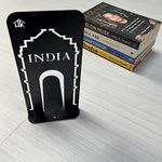 Office Bookends Library Bookend by HeavenlyKraft, India Gate Design Metal Bookends for Office & Library, Black Color, 7 Inch Tall (10 Inch Tall Pack of 4)