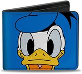 Disney Wallet, Bifold, Disney Donald Duck Face Close Up and Signature Blue, Vegan Leather, Donald Duck, 4.0" x 3.5"