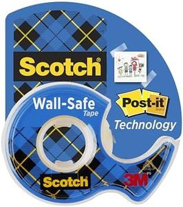 Scotch Wall-Safe Tape, 1 Rolls Sticks Securely, Removes Cleanly, Invisible, Designed for Displaying, Photo Safe, 3/4 in x 650 in (183)