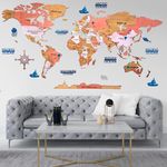 Elk 3D Wooden World Map Wall Decor - Metallic Color - Perfect Home Wall Decor for Travel Enthusiasts