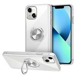 VUNAKE Compatible with iPhone 13 Case with Ring Holder Crystal Clear Case Shockproof Bumper Cover Soft TPU Phone Case Magnetic Car Mount Ring Case Transparent Protective Case Cover for iPhone 13