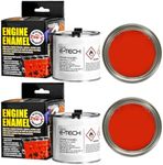 2 x E-TECH - RED Heat Resistant Engine Enamel Paint 250ml Brush On High Temp