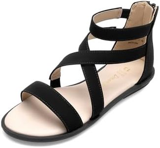 DREAM PAIRS SDSD2215K Unisex-Child Gladiator Sandals with Zipper Strappy Black - 13 Little Kid