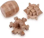 Sharp Brain Zone Wooden Brain Teaser Puzzles for Adults & Kids - 3D Puzzles Brain Games, IQ, Mind and Logic Test - Challenging Wood Educational Toys