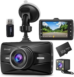 Cámara de Coche Delantera y Trasera,1080P Full HD Dash CAM con Tarjeta SD de 32G,Dashcam Visión Nocturna,G-Sensor,170 ° de Gran Angular,Monitor de Aparcamiento,Detección de Movimiento,WDR